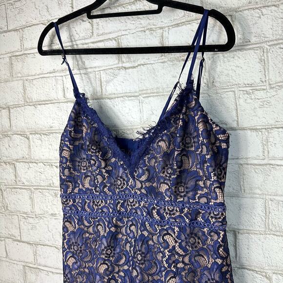 StyleStalker Dress Blue Lace Mini Party Cocktail Sleeveless Floral V Neck Navy S - Picture 5 of 12
